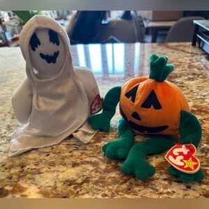 Ty Beanie Baby Ghost & Pumpkin - Sheets & Pumkin